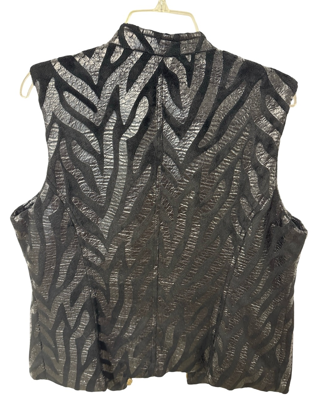 erin london Black Shimmer Zebra-Pattern Zip Vest - Picture 3 of 6